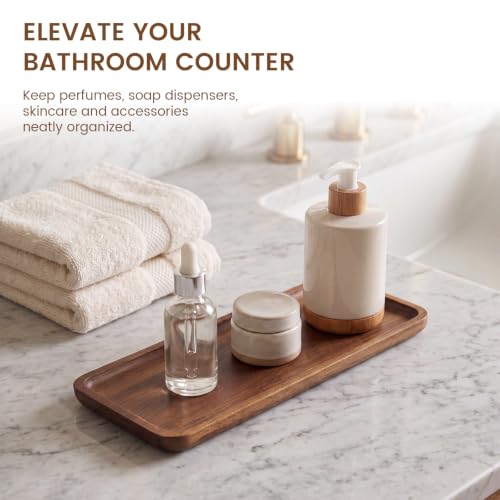 2PCS Small Wood Serving Tray (11.42 x 4.13 Inch), Mini Platter