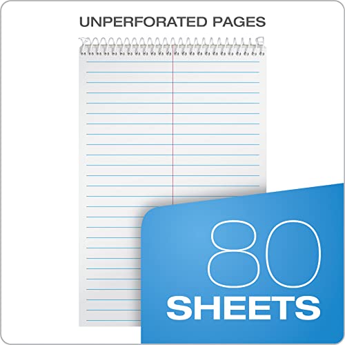 Tops Spiral Steno Books 8 Pack, 6" x 9", Gregg Rule White Paper, Assorted Covers, 80 Sheets per Book/8 Books per Pack, Red, Black, Blue, Green (80219)