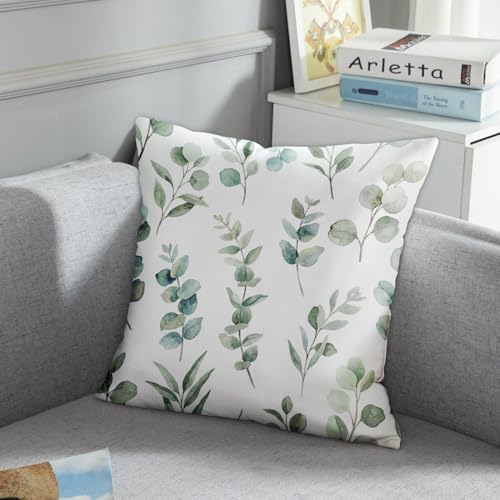 Emvency Throw Pillow Covers, 20 x 20 Inch, Eucalyptus Watercolor Greenery - size: 20" x 20" (Pack of 1)