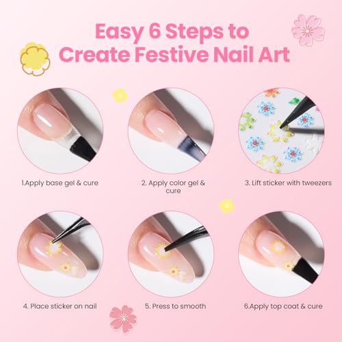 Beetles Nail Art Stickers 30 Sheets 3D Flower Nail Stickers Color Heart - color: G-Multicolor-30
