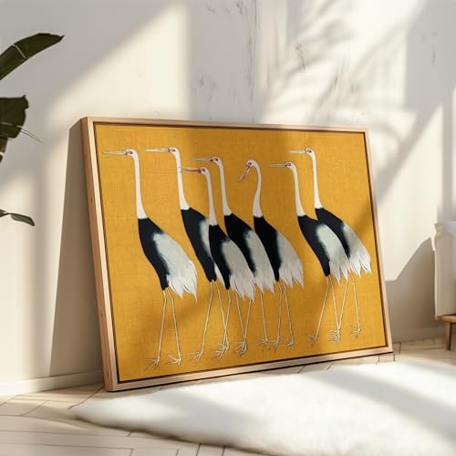 Poster Master Vintage Japanese Crane Poster - Retro Red Crown Crane Print - Bird Art - Great Gift for Men, Women, Animal Lover - Ideal Decor for Living Room, Office, Bedroom - 8x10 UNFRAMED Wall Art - color: Style-02, size: 8"L x 10"W