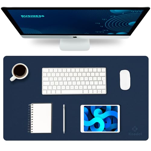 K KNODEL Small Office Desk Mat, Leather Mouse Pad (23.6"x13.8", Dark Blue) - color: Dark Blue, size: 23.6" x 13.8"