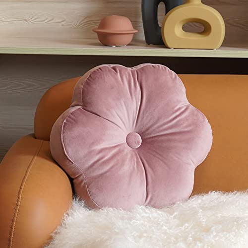ARTMAGIC Dusty Pink Flower Shaped Throw Pillow,16" Velvet Decorative Pillow - color: Dusty Pink