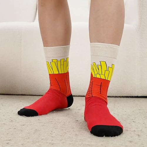 WeciBor Men's Combed Cotton Novelty Crew Socks Size 7-15 - color: Red/Yellow/Green/Blue/Black/Multicolor Food-12m, size: 7-12