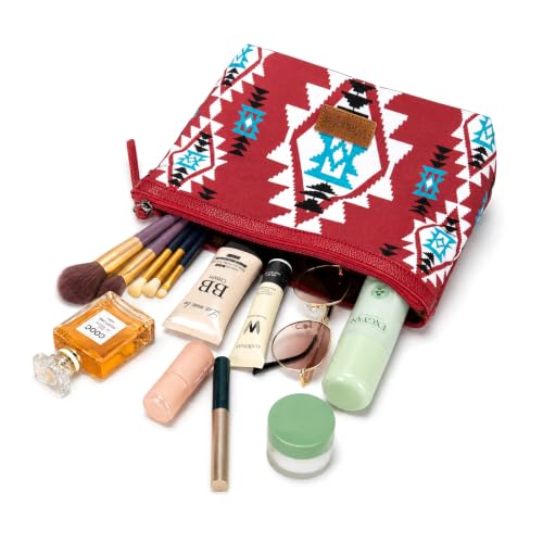 Wrangler Travel Makeup Bag Large Waterproof Cosmetic Bag for Women - color: Red