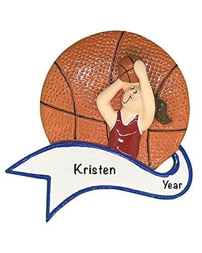 Personalized Basketball Ornament 2026 for Girls, Shooting Hoops - color: Basketball - Girl