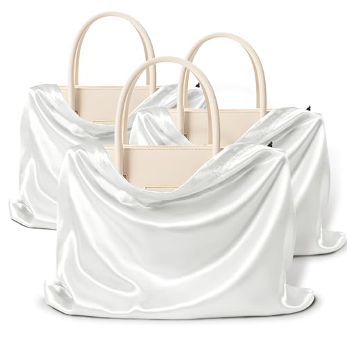 Vonty White Satin Dust Bags 3 Pack Drawstring Pouch for Purse, 19.6x15.7in - color: White, size: 19.6 x 15.7
