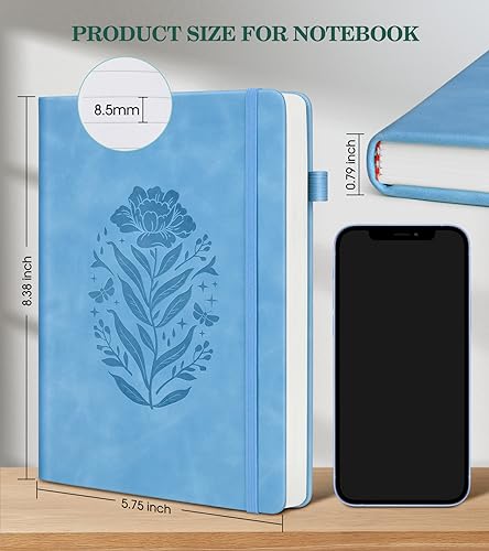 Lined Journal Notebook for Men Women, A5 Leather Journals for Writing, Blue 200 Pages College Ruled Journal Notebook, Travel Daily Journal Notebook for Work School, Note Taking 5.75'' X 8.38'' - color: Blue