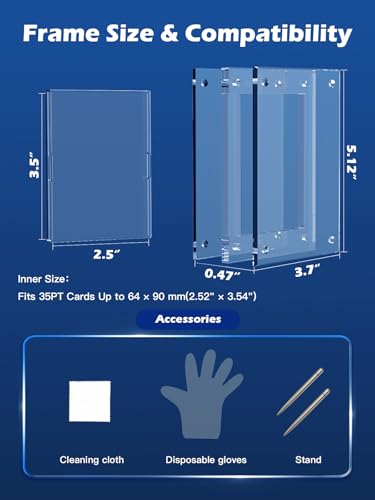 Acrylic Trading Card Display Frame with Inner Holder, for 35PT Card for Baseball, Football, Basketball Cards, UV Protection Desktop Display Frame for TCG, MTG, Comic Cards (Clear, 1-Slot (2 Pack)) - color: Clear