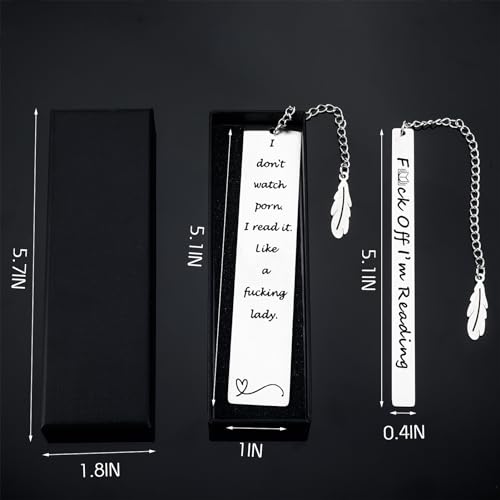 2Pcs Funny Smutty Bookmark Gifts for Men Book Lover Metal Book Mark Stainless Steel Bookmark Inspirational Women Reading Accessories Unique Friend Coworker Teacher Gifts Male Christmas Birthday Gift - style: Aa-funny