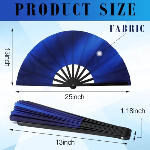 Maitys 2 Pack Foldable Fans for Rave Dancing,Dark Color,Gradient Pattern - color: Dark Color, style: Gradient Pattern