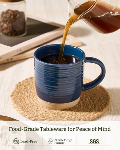 famiware Coffee Mugs Set of 4, 13 oz Mug Set, Ceramic Cup Set with Handle - color: Constellation-Abysses Blue, size: 4 Count (Pack of 1)