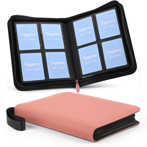 4 Pocket Card Binder, 160 Pockets Mini Trading Card Binder with Side Loading Pockets, Zip Closure and Water-Resistant Diamond-Textured Cover for TCG and Sports Cards - color: Pink, size: 4-Pocket