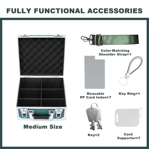 Collectable Trading Card Cases, Toploaders Storage Box, Magnetic Card Storage Hard Cabinet, Graded Card Storage Case, Sports & Trading Collector Storage Box (Green) - color: Green, size: Medium