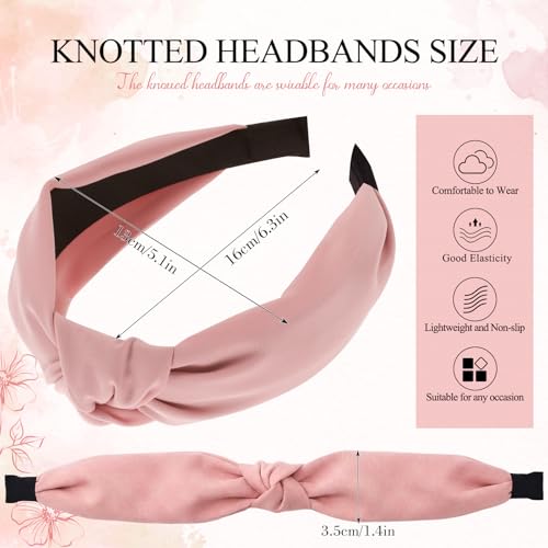 obeoby 8 Pack Knotted Headbands, Teacher Headbands for Women - color: black, burgundy, brick red, yellow, blue, pink, khaki, beige
