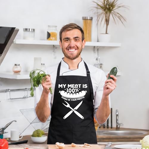 Funny Black Apron with Pockets for Man,Dad,Husband,Father in Law,Chef Daddy Women Grilling Apron BBQ Cooking Gifts - color: Apron-5