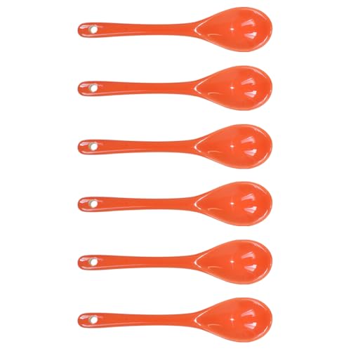 6 pcs Porcelain Egg Spoons Tea Spoon Ceramic Spoons 4.7 inch Coffee Dessert Yogurt Tea Milky Orange - style: Orange