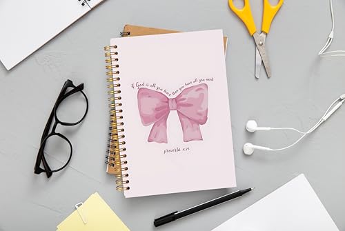 Christian Notebook Journal, Pink Bow Coquette Journal Notebook, Bible Journaling Notebook, Preppy Notebook, Pink Girly Notebook, Pink Office Supplies, Spiral Notebook 5.5x8.3 Inch - color: 31-notebook