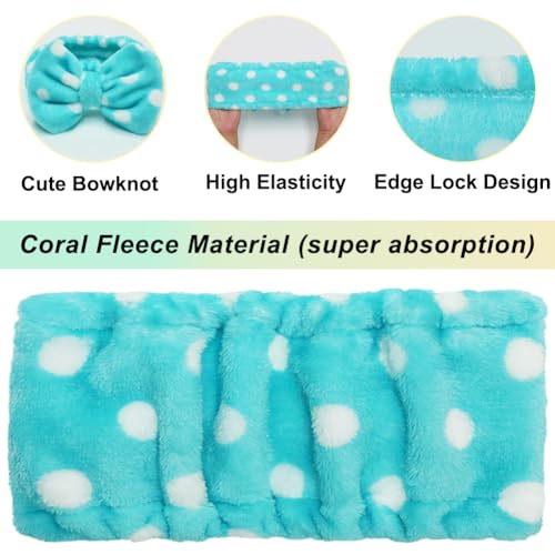 Shintop Sweet Super Soft Caroset Polka Dots Wash Cosmetic Headband - color: Dark Blue