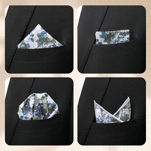 Cotton Floral Handkerchiefs for Men Wedding Evening Daily Work Prom - color: Grey,blue,white,green