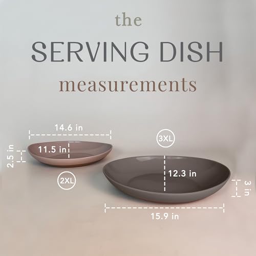 Mora Ceramic Large Serving Bowls- Set of 2 Oval Platters for Entertaining. Modern Kitchen Dishes for Dinner, Fruit, Salad, Turkey, etc. Oven, Dishwasher Safe, 110/80 oz, 16" / 14.6" - Neutrals - color: Assorted Neutrals, size: 3XL & 2XL