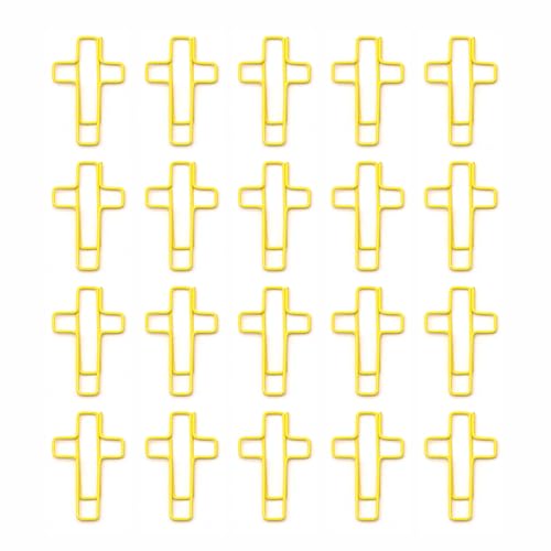20 PCS Cross Paper Clips, Bookmark, Paper Clips for Bibles Study Supplies, Bible Study Kit Cute Binder Clip, Christian Gifts (Yellow - color: Yellow