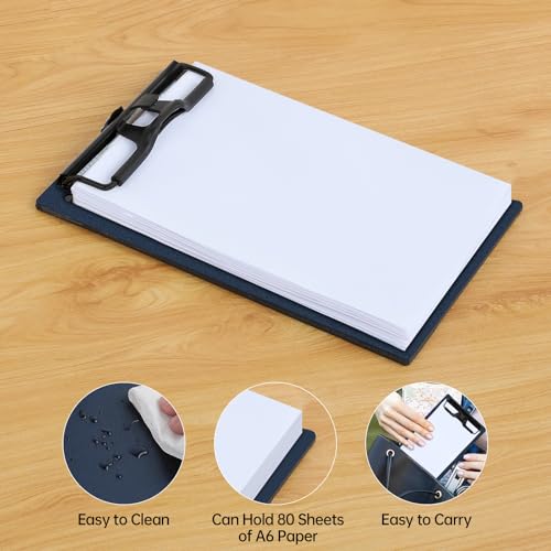 FRETONBA Mini Clipboard 4x6 Inch with Pen Holder, 2 Pack, Blue - style: 2Pack-Blue