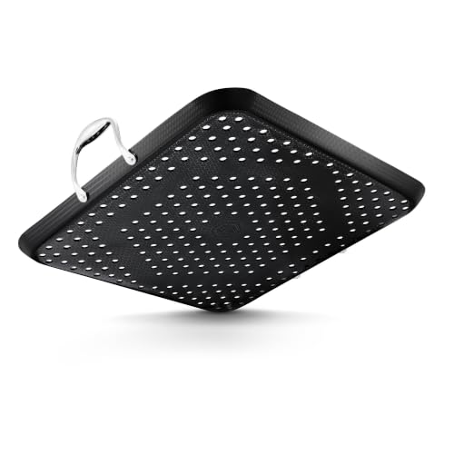 HexClad 16" Hybrid Nonstick BBQ Grill Topper, Dishwasher-Friendly, BBQ and Oven-Safe Up to 900°F - size: 16 Inch