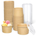 ESSENTIAL 50 Pcs 16oz Paper Ice Cream Cups with Lids - size: 16oz-50 Pcs with Lids