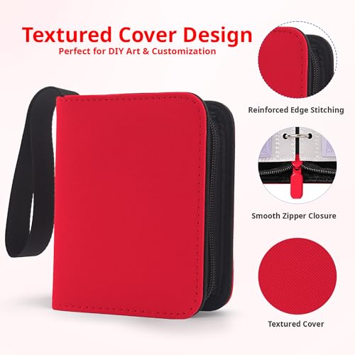 1 Pocket Card Binder with Zipper, 100 Pockets Mini Trading Card Album, Premium PU Leather Single Card Binder, Small Display Folder for TCG & Sports Cards - color: Red, size: 1-Pocket