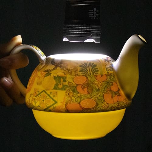KAMMAK Tea for One Set, Ceramic Teapot, Bone China Tea Set, Cup and Saucer - color: Yellow-XY16