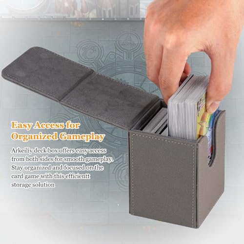 Arkeiliy MTG Deck Box 110+ Storage Sleeved Cards for Magic Commander - color: Grey