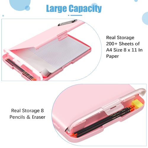 Hongri Clipboard with Storage with Pencil Case, 8.5 x 11 Storage Clip Board - color: Pink