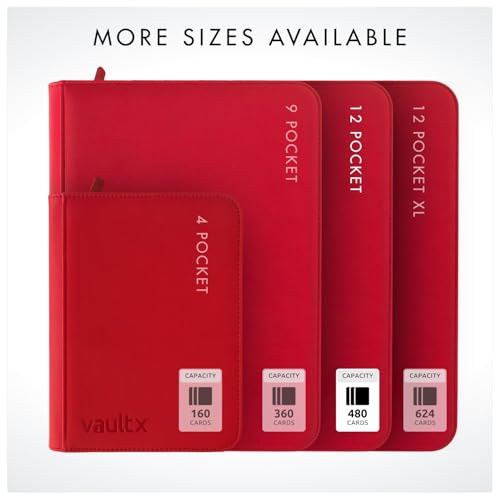 Vault X 12 Pocket Zip Trading Card Binder 480 Cards Exo-Tec (Red) - color: Red, size: 12 Pocket