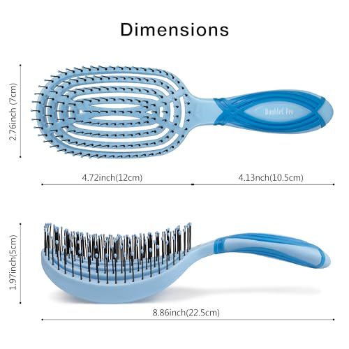NuWay® DoubleC PRO® Patented Scalp Care Hair Brush – Double Curve Design for Scalp Massage, Professional Blow-Dry Styling, Wet & Dry Hair, All Hair Types (Azure Blue) - color: Azure Blue