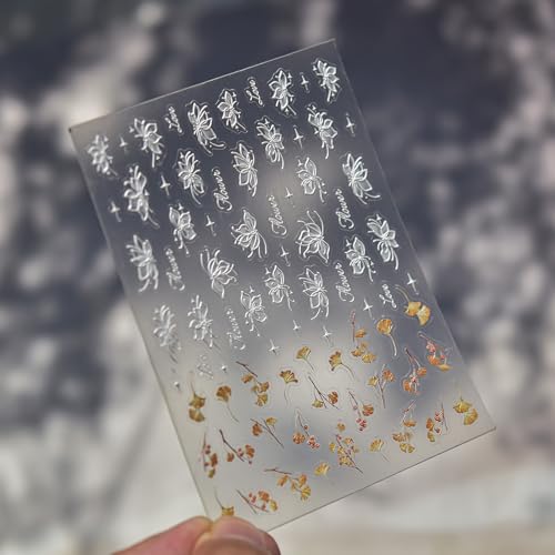 Nail Stickers 5D Embossed Self-Adhesive Nail Art - color: Amber Whisper
