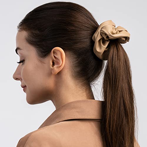 Matte Scrunchies for Hair 6Pcs Velvet Scrunchies for Thick Hair Ultra Textured Soft Fuzzy Hair Bands Brown Ponytail Holder Neutral Scrunchie Cute Scrunchy Hair Ties Hair Accessories for Women Girls - color: 6PCS Brown