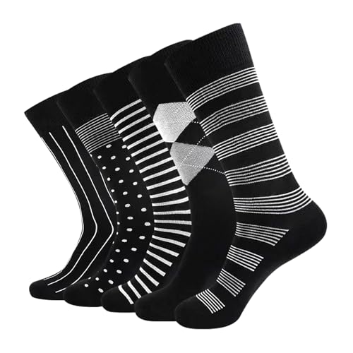 Feetalk Odor Resistant Dress Socks for Men Cotton Business Crew Socks Patterned Socks Funny - color: 1, size: 9-13