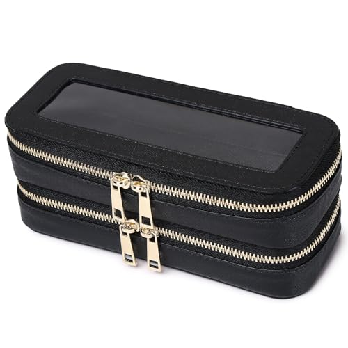 Pinkmik Double Layer Makeup Bag, Black, Double SLIM - color: B3/Black, size: 2-Layer SLIM