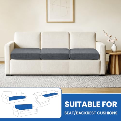Super Stretch Sofa Cushion Covers (3 Piece, Light Gray) - color: Light Gray, size: 3 Cushion Sofa