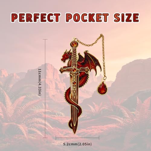 4 Pcs Fantasy Dragon Sword Bookmarks, Metal Page Markers with Crystal Dangle Charm, 3D Vintage Book Accessories for Journals, Planners, Novels, Unique Gift Set for Book Lovers - color: Dragon