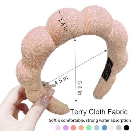 AOENJIE Spa Headbands for Washing Face or Makeup, Sponge Bubble Skincare Headbands, Puffy Terry Cloth Hairband for Women, Skin Care Makeup Headwear Hair Accessories for Girls(Khaki) - color: Khaki