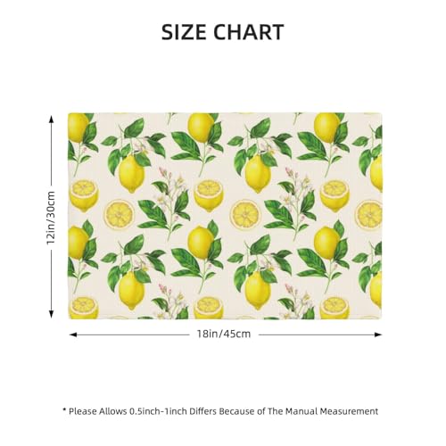 Yellow Lemons Floral Placemats Set of 4 12x18 Inch - color: Yellow Green, size: Set of 4