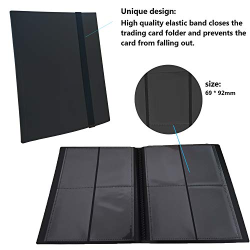 160 Pockets Trading Card Sleeves, Side Loading Pocket Binder, Album Pages Card Collector Coin Holders Wallets Sleeves Set (Black 160) - color: Black160