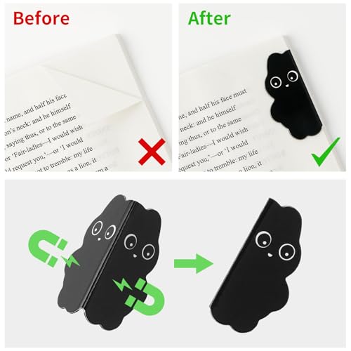 Cat Bookmark Assorted Cute Black Owl Book Marks Magnetic Bookmarks Unique Bookmarks Clip Gifts for Book Lovers Writers Readers Men Women,6 Pieces,Style5