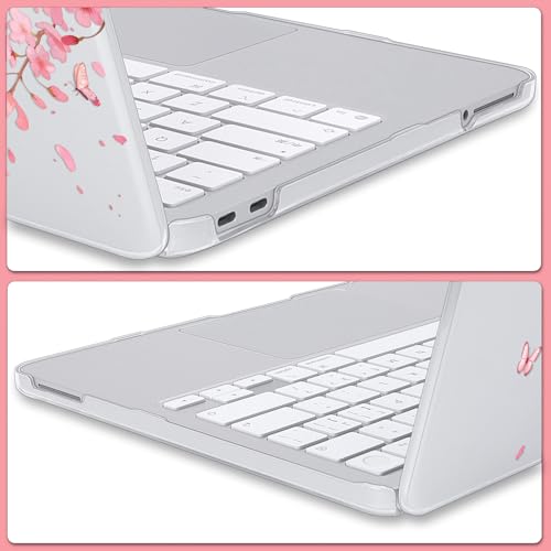 Pink Floral & Butterfly Hard Case for 2026 MacBook Neo 13 Inch A3404 - color: Pink Flower
