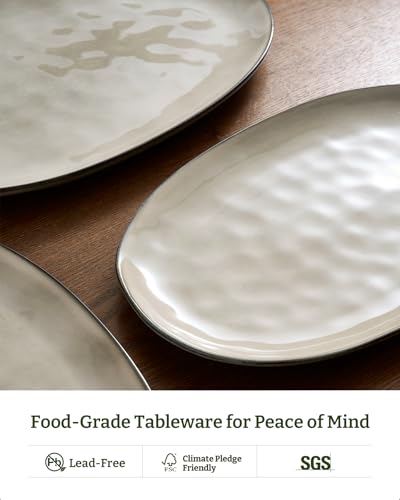famiware Serving Platters Set of 3 Sizes - Oval, Light khaki - color: Light khaki