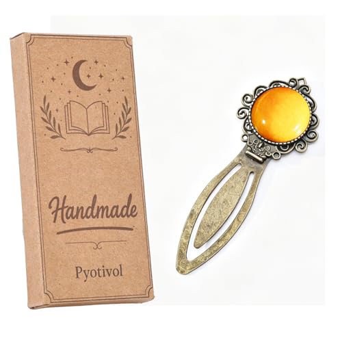 1Pcs Vintage Yellow Jade Bookmark with Natural Crystal Stone - Fantasy Metal Yellow Jade Bookmark for Reading Women, Men, Book Lovers, Girls and Teachers Bookmarks - color: Yellow Jade