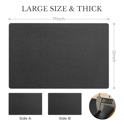 Romanstile Vinyl Placemats Set of 6, Reversible Faux Leather Wipeable Table Mats - color: Black, size: PCS4
