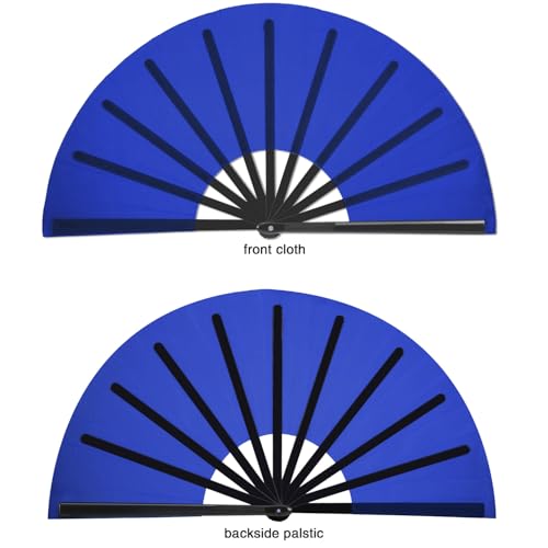 Maitys 2 Pack Foldable Fans for Rave Dancing,Dark Blue,Simple Pattern - color: Dark Blue, style: Simple Pattern